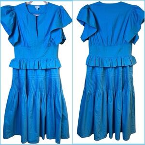 Wknd Turquoise Ruffled Pleated Maxi Dress